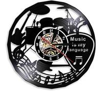 MESCXTY s for Living Room Guitar Drum Music Band Design is My Language Theater Decoration Lovers Vinyl Not Ticking