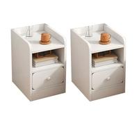 MESCXTY Scandinavian Bedside Nightstands Wood Bedroom Ultra-Narrow Table Small Narrow Edge Mini Gap Cabinet White with 1 Drawer 2 Piece Set 12" L x 13" W 20" H