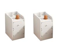 MESCXTY Scandinavian Bedside Nightstands Wood Bedroom Ultra-narrow Table Small Narrow Edge Mini Gap Cabinet White with 2 Drawers Piece Set 10" L x 13" W 20" H