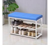 MESCXTY Shoe Bench, Storage Rack Entryway, Synthetic Leather with Stitching, for Hallway Entryway Living Room Rustic, Loads 300 Lb, 35.4 X 11.8 17.7 Inches(Blue,19.6"(50cm))