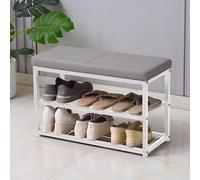 MESCXTY Shoe Bench, Storage Rack Entryway, Synthetic Leather with Stitching, for Hallway Entryway Living Room Rustic, Loads 300 Lb, 35.4 X 11.8 17.7 Inches(Gray,27.5"(70cm))