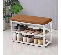 MESCXTY Shoe Bench, Storage Rack Entryway, Synthetic Leather with Stitching, for Hallway Entryway Living Room Rustic, Loads 300 Lb, 35.4 X 11.8 17.7 Inches(Brown,35.4"(90cm))