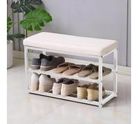MESCXTY Shoe Bench, Storage Rack Entryway, Synthetic Leather with Stitching, for Hallway Entryway Living Room Rustic, Loads 300 Lb, 35.4 X 11.8 17.7 Inches(White,27.5"(70cm))