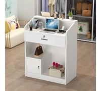 MESCXTY Small Reception Desk,White Reception Counter with Lockable Drawers,Lockable Lockers,Convenience Store,Clothing Store,Barber Shop,Beauty Salon,Hotel(60x40x92cm, White)