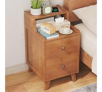 MESCXTY Smart Nightstand with Wireless Charging, Modern Bedside Tables Bamboo Cabinet Dual Drawers & Shelf, End Side Table for Bedroom Living Room (30x36x40cm(12x14x20inch), Brown1)