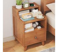 MESCXTY Smart Nightstand with Wireless Charging, Modern Bedside Tables Bamboo Cabinet Dual Drawers & Shelf, End Side Table for Bedroom Living Room (35x36x50cm(14x14x20inch), Brown)