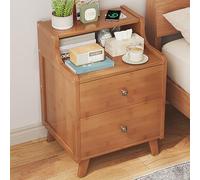 MESCXTY Smart Nightstand with Wireless Charging, Modern Bedside Tables Bamboo Cabinet Dual Drawers & Shelf, End Side Table for Bedroom Living Room (40x36x50cm(16x14x20inch), Brown1)