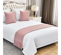 MESCXTY Solid Color Hotel Bed Runner Scarf Knitting Soft Modern Bedding Protection Throw Blanket with Tassels Bedroom Bedspread Decor for Queen,Double,Single