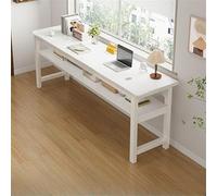MESCXTY Square 15.7'' Front-to-Back Writing Office Desk Computer Rental House Long Table Rectangular Living Room Extra-Long Desk White Shelf Included 47" L x 16" W x 30" H