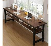 MESCXTY Square 15.7'' Front-to-Back Writing Office Desk Computer Rental House Long Table Rectangular Living Room Extra-Long Desk Brown/Black Shelf Included 63" L x 16" W x 30" H