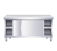 MESCXTY Stainless Steel Work Table with Sliding Doors, Kitchen Prep Cabinet, Large Space Multifunctional Practical for Commercial, Outdoor, Restaurant, Hotel & Garage(80*