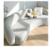 MESCXTY Stretch Semi-Circular Curved, Shaped Couch Protector for Dogs, Jacquard Boho Sectional Sofa Slipcover(Light Gray,L(190-230cm))
