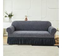 MESCXTY Stretch Sofa Cover Printed Couch Maple Leaf Pattern Washable Furniture Protector for Living Roo There is a Skirt Edge Design （Single seat Slipcover，Dark Gray）