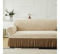 MESCXTY Stretch Sofa Cover Printed Couch Maple Leaf Pattern Washable Furniture Protector for Living Roo There is a Skirt Edge Design （2-Person seat Slipcover，Camel Color）