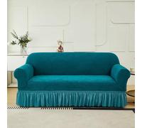 MESCXTY Stretch Sofa Cover Printed Couch Maple Leaf Pattern Washable Furniture Protector for Living Roo There is a Skirt Edge Design （3-Person seat Slipcover，Bluestone Blue）