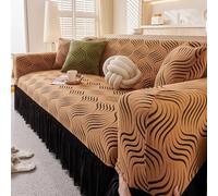 MESCXTY Three Person Anti Slip Elastic Sofa Cover, Printed Plush Pattern, Suitable for All Seasons, Modern Furniture Protective 07-Coffee Color