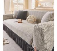 MESCXTY Three Person Anti Slip Elastic Sofa Cover, Printed Plush Pattern, Suitable for All Seasons, Modern Furniture Protective 06-Rice Color