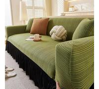 MESCXTY Three Person Anti Slip Elastic Sofa Cover, Printed Plush Pattern, Suitable for All Seasons, Modern Furniture Protective 06-Ink Green
