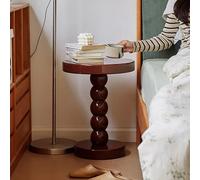 MESCXTY Vintage Sofa Side Table, Rustic Round Coffee Table Decorative Accent Spacious Top & Thick Disc Base, Small End Tables Soild Wood Nightstand for Living Room, Bedroom