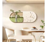 MESCXTY Wall Art with Vase, Rattan Decorative, Simple Sandstone Decor, Suitable for Living Room, Dining Office(Green,12.6 * 31.5 in)