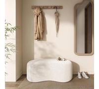 MESCXTY White Curved Boucle Entryway Bench,Coffee Table for Livingroom,upholstered Sherpa End of Bed Bench Ottoman Bedroom, Living Room,Hallway