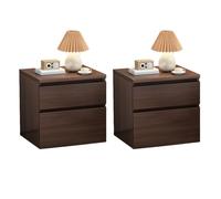 MESCXTY Wood Nightstand with Drawer Chest of Drawers Bedroom Bedside Storage Cabinet LivingRoom Wall Dark Walnut 2 Pieces Set 17.7" L x 13.8" W 16.9" H