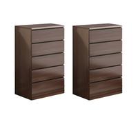 MESCXTY Wood Nightstand with Drawer Chest of Drawers Bedroom Bedside Storage Cabinet LivingRoom Wall Dark Walnut 5 2 Pieces Set 24" L x 16" W 43" H