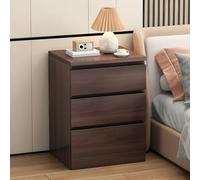 MESCXTY Wood Nightstand with Drawer Chest of Drawers Bedroom Bedside Storage Cabinet LivingRoom Wall Dark Walnut 3 1 Piece 18" L x 14" W 24" H