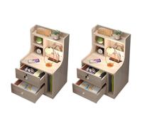 MESCXTY Wooden Night Table Modern Minimalist Bedside with Drawers Rack Bedroom Imitation Solid Wood Storage Cabinet Off-White 2 Pieces Set 16.5" L x 12" W 27.5" H