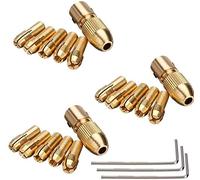 Mesee 0.5-3mm Brass Drill Chucks, Micro Electric Drill Bit Chuck Collet Mini Twist Drill Chuck Set with Allen Wrench for Rotary Tools Fits 2mm Shaft, 7Pcs/Set, 3 Set