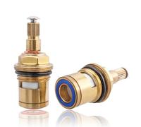 Mesee 1 Pair Brass Ceramic Disc Stem Cartridge Faucet Valve Replacement Ceramic Tap Cartridge 1/2" Turn Tap Valves for Bathroom Garden Kitchen Taps