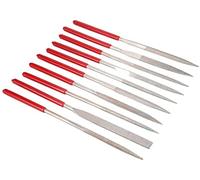 Mesee 10 Pieces Assorted Diamond File Set, 180mm Long Flat Needle Square Triangular Shape Rifler Files 5mm Shank Craft Handy Modelling Carving Files Tool for Metal Glass Wood Lapidary Ceramic