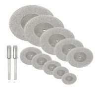 Mesee 10 Pieces Mini Diamond Cutting Wheel Kit, Assorted Metal Cutoff Discs with Mandrel Shank Rotary Cutter Tool Accessory for Tile Cutting Blade Stone - Cutting Dia. 16mm - 60mm