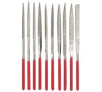 Mesee 10 Pieces Mini Diamond Needle File Set 150 Grit Micro Round Needle File Triangular Square Flat Riffler File Precision Hand Tool Kit for Metal Wood Ceramic Jewelry Carving, 100mm x 2mm