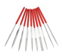 Mesee 10Pcs Mini Diamond Needle Files, 140mm Long Precision Needle File Set Round Triangular Square Flat Shape Diamond Files Hand Riffler File Tool for Wood Jewelry Metal DIY Crafts Carving Modelling