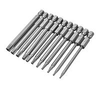 Mesee 11 Pieces Torx Screwdriver Bits Set, 1/4 Inch Hex Shank T6-T40 Magnetic Star Torx Head Security Screwdriver Drill Bit Electric Screwdrivers Tool Accessory, 75mm Length