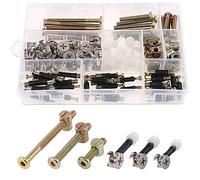 Mesee 125 Pieces Furniture Connecting Cam Fittings Kit, 3-In-1 Cam Lock Fitting with Dowel & Pre-Inserted Nut M6 Crib Screws Barrel Bolts Nuts Kit Furniture Side Connector Fastener Attachment