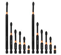 Mesee 12Pcs Magnetic Screwdriver Bit Set, Anti-Slip PH2 Phillips Screwdriver Bits 1/4 Inch Hex Shank S2 Steel Magnetic Cross Head Screw Driver Bits for Hand Electric Screwdrivers, 25-150mm Length