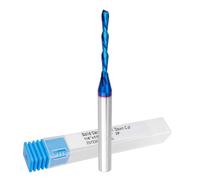 Mesee 2 Flute Spiral Dowcut Router Bit 1/4 Inch Shank Flat Nose End Mill CNC Router Bit Nano Blue Coat Carbide Milling Cutter for Wood Mortises Carving Engraving - 1" Cutting Length, 1/8" Cutting Dia