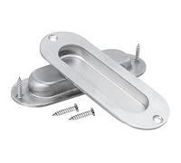 Mesee 2 Packs Flush Sliding Door Handles with Fixing Screws, Stainless Steel Recessed Oval Drawer Pull Handle Concealed Finger Pulls for Wardrobes Cabinet Doors Knob