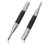 Mesee 2 Pieces Automatic Center Punch Set, 6 Inch Spring Loaded Center Hole Punches Adjustable Positioning Punch Drilling Holes Window Breaker Hand Tool for Metal Wood Plastic Glass Drilling