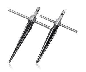 Mesee 2 Pieces T-Handle Taper Reamer Set, T Handle Detachable Tapered Reamers with 1/4 Inch Hex Shank 5 Fluted Chamfer Bridge Pin Hole 3-13mm & 5-16mm Handheld Reaming Guitar Woodworker Luthier Tool