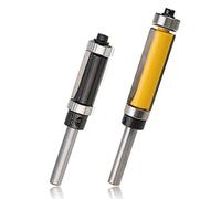 Mesee 2 Pieces Top & Bottom Bearing Flush Trim Router Bit Set, 1/4 Inch Shank Pattern Template Trimming Router Bits with Bearing Guide Woodworking Milling Cutter Tool - Cutting Height 1" & 1-1/2"