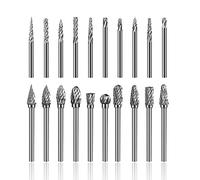 Mesee 20 Pieces Carbide Rotary Burr Set, 3mm Shank Double Cut Carving Bits Fit Rotary Tool Woodworking Die Grinder Accessories for Wood Metal Jade Engraving Grinding Polishing