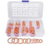 Mesee 200 Pieces Copper Washer Assortment Kit M5 M6 M8 M10 M12 M14 Sump Plug Oil Seal Flat Washers Metric Copper O Ring Sealing Gasket Replacement Set (9 Sizes)