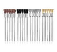 Mesee 20Pcs Wire Brushes for Drill, 100mm Extended Cleaning End Brushes Pen Assortment Set Horse Mane/ Pig Bristle/ Copper Wire/ Stainless Steel Wire Brush 3mm Mandrel Polishing Rotary Tools Accessory