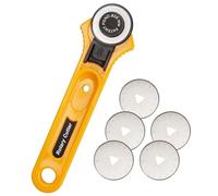 Mesee 28mm Rotary Cutter Kit for Fabric, Ergonomic Handle Rotary Fabric Cutter with 5Pcs Sharp Replacement Blades Quick Change Rolling Cutting Tool Set for Quilting, Sewing, Arts & Crafts