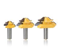 Mesee 3 Pieces 45 Degree Lock Miter Router Bit Set, 1/2 Inch Shank Joint Router Bits Woodworking Milling Cutter Tool for Making Door Window Cabinet Drawer, 1/2" 3/4" 1" Cutting Stocks