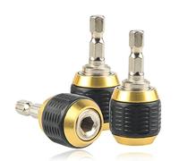 Mesee 3 Pieces 50mm Drill Bit Extension Rod Screwdriver Bit Holder Set, 1/4 Inch Hex Shank Quick Change Chuck Adapter Connector Self-Locking Bar Socket Connecting Rod Hexagonal Shank Quick Coupling