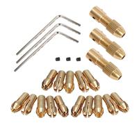 Mesee 3 Sets 0.5-3mm Brass Drill Chuck, Small Electric Drill Bit Collet Micro Twist Drill Chuck Set with Allen Wrench Fits Rotary Tools, 3 Size - 2.0mm 2.35mm 3.17mm